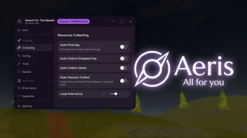 🔮 Aeris Hub | Auto Farm, Instant Sell, Fast Upgrades & Tool