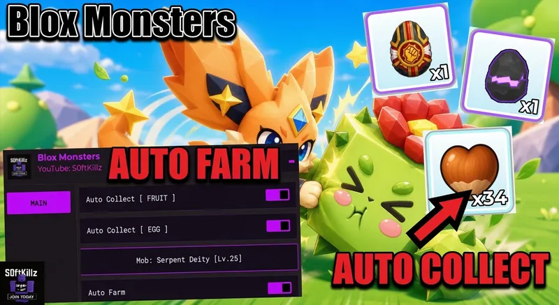 AUTO COLLECT, AUTO FARM, AUTO CATCH, (all mobs)