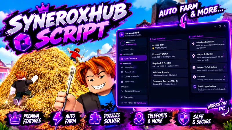 Auto Collect Hay, Instant Mode, Needle Hunt OP FREE SCRITP