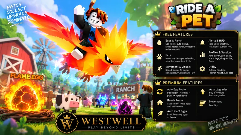Auto Egg Route • Ranch Automation • Pets • HUD • Profiles