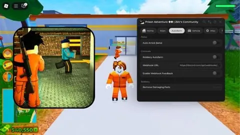 Prison Adventure Auto Farm, Auto Arrest, Teleport and more!!