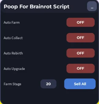 Auto Farm, Auto Collect, Auto Upgrade, Sell All