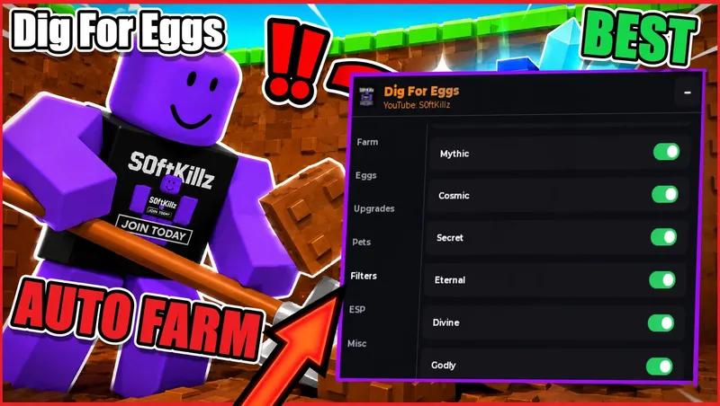 AUTO FARM EGGS/ARTIFACTS,  AUTO SELL, AUTO UPGRADES, TRAIN