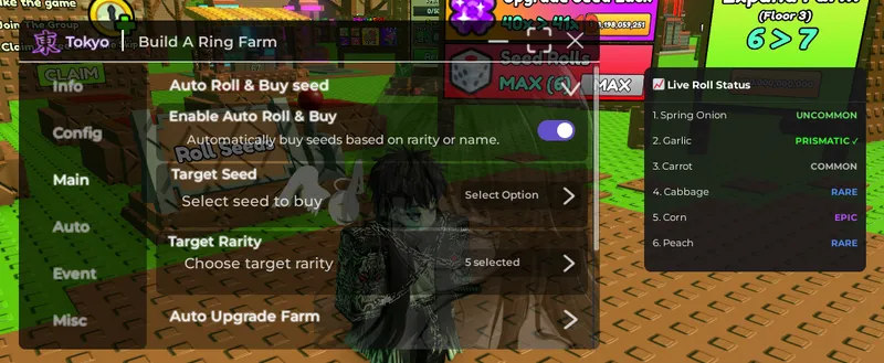 AUTO FAST ROLL, AUTO PLANT, AUTO MUTATION, AUTO EVENT