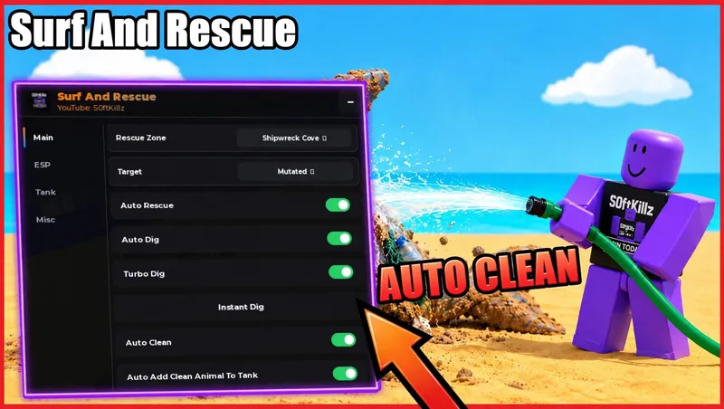 AUTO RESCUE, AUTO DIG, AUTO CLEAN, AUTO FARM, ESP & more