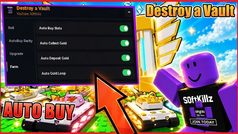 AUTO ROLL, AUTO BUY, AUTO UPGRADES, AUTO GOLD, AUTO SLOTS