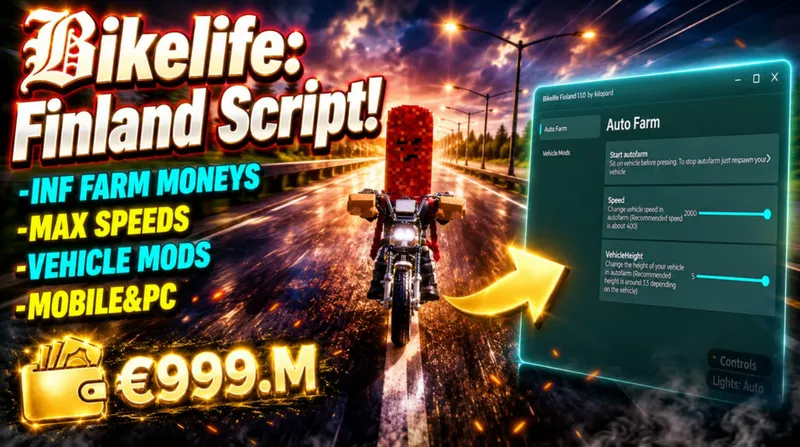 Bikelife: Finland script, Autofarm, Infinite wheelie,V Mods