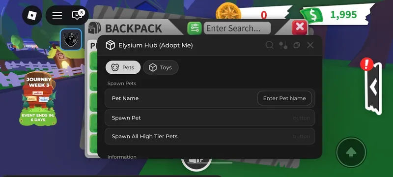 Elysium Hub KEYLESS OP / Pet and Item Spawner