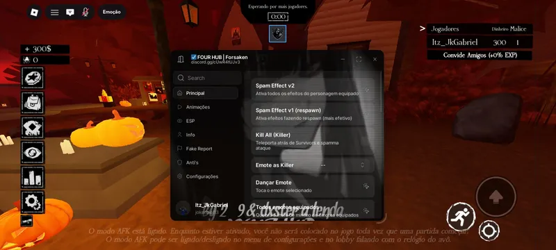 Forsaken [FourHub] ESP,Spam Kill,Emotes,Speed