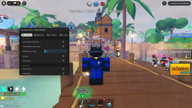 FourHub No Key AutoFish AutoSell Teleport And More