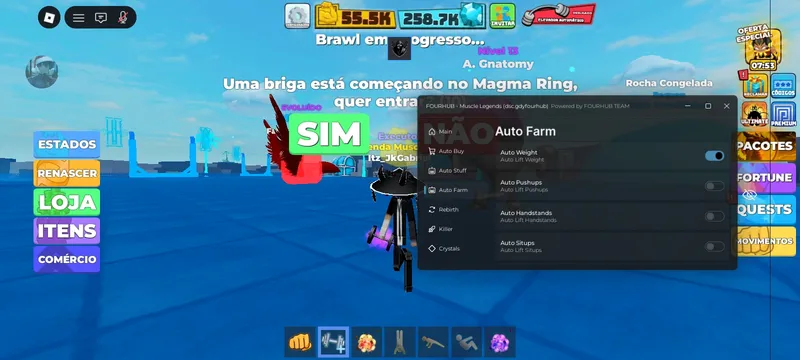 [FourHub] No Key AutoLifiting,AutoFight,Kill Aura And More