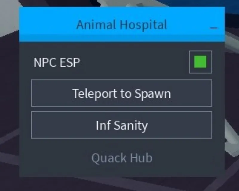 Inf Sanity , Teleport to spawn , Esp npc