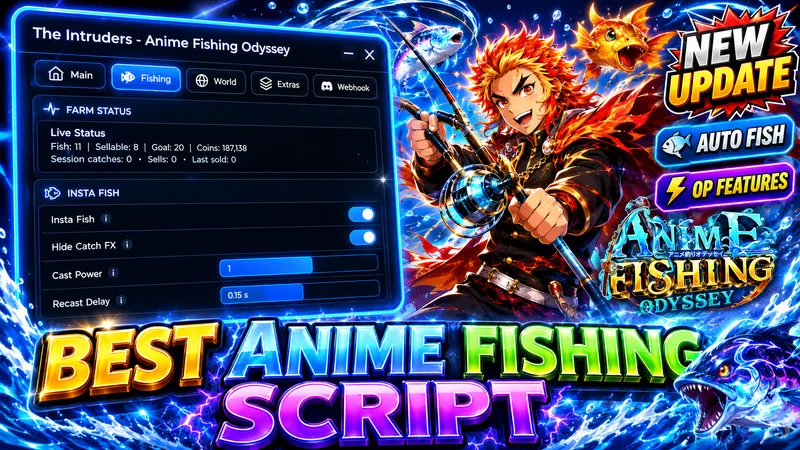 Insta Fish · Auto Sell · Equip · Summons · Webhook · Quests