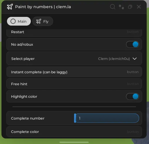 Instant completion + Fly  Paint By Numbers