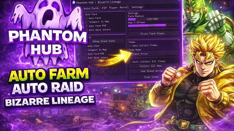 KEYLESS, Auto farm,Auto Raid,ESP, Auto reroll stand