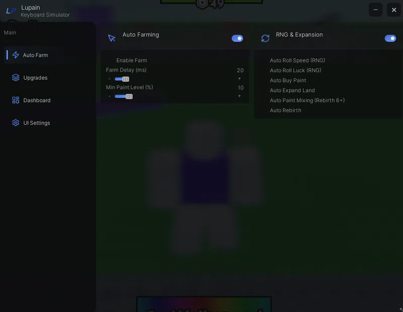 Lupain Auto Farm, Buy Paint, Expand land, Rebirth much more!