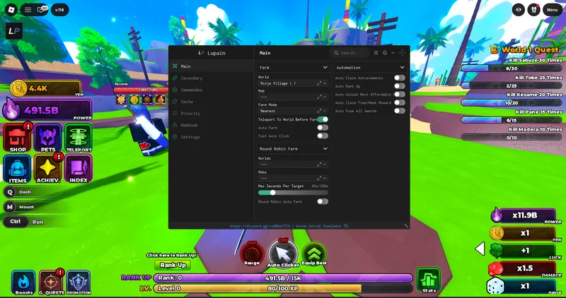 Lupain Auto Farm, Auto Gacha, Auto Raid AND MORE OP!!