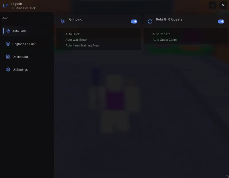 Lupain Auto Farm, Rebirth, Upgrade, Sell, Wall Break, Loot