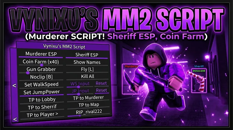 🔪MM2 SCRIPT VYNIXU'S SCRIPTS FREE, KEYLESS (10+ FEATURES)