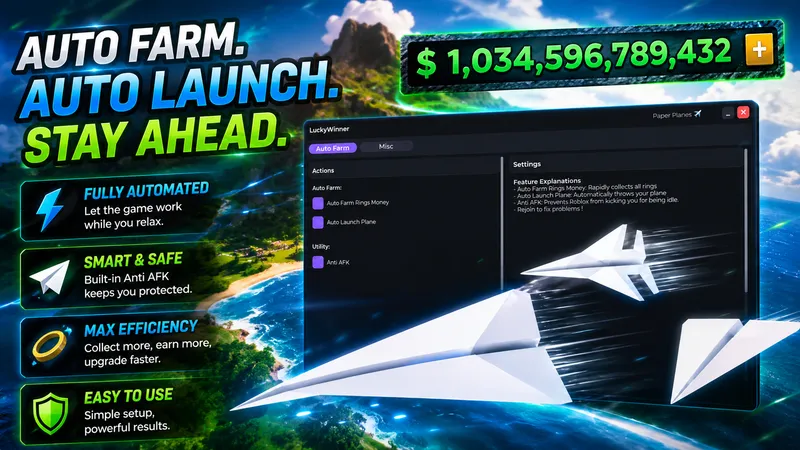 Money AutoFarm, Auto Launch Plane, Anti AFK