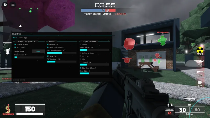 Nickhub Esp Aimbot Big Head Fly no Clip and etc