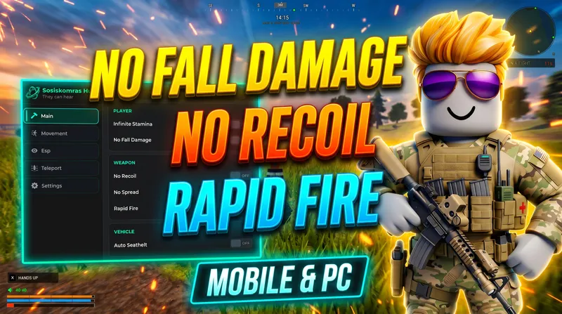 No Fall Damage, No Recoil, Rapid Fire | Sosiskomras Hub