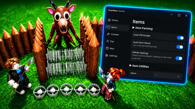 Overflow Inf Saplings, Godmode, Instant Bring Items & More